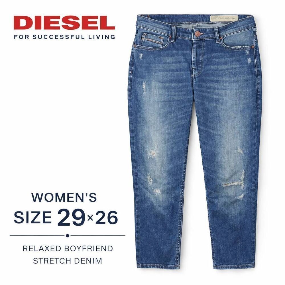 Diesel Eazee-R Jeans Women 29x26 Relaxed Boyfriend Stretch Denim Petite Casual